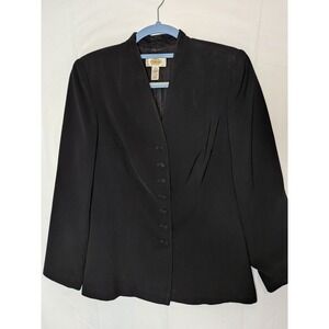TALBOTS VTG Women's Business Casual Collarless Black Blazer Made in USA Size 6